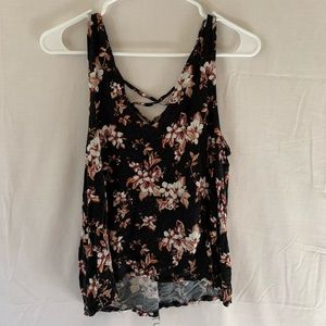 Black floral tank top